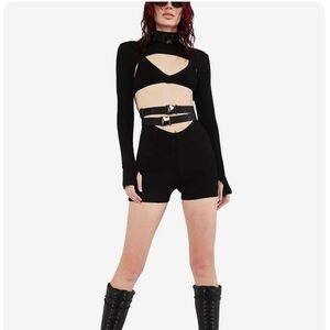 Fan all Flames Cut-Out Buckle Up Belted Bodysuit Small